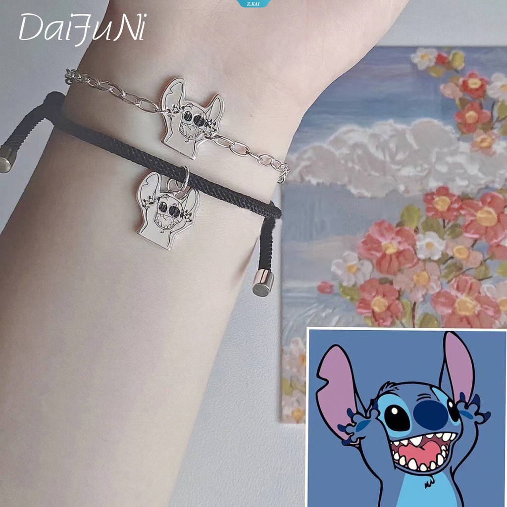 Cute Stitch BFF Gelang Bracelet Tali Gadis Lucu Hati Kartun Ukiran Tangan Ornamen Kreatif Childish Kartun Hewan Gelang [ZK]