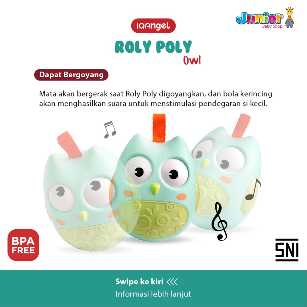 IQAngel Roly Poly Owl Toys / Rattle mainan Bayi / Mainan Kerincingan Bayi / Mainan Edukasi Bayi