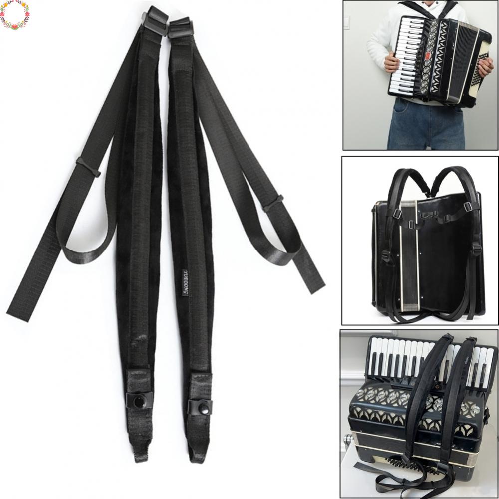 1pasang Strap Bahu Nilon Dapat Disesuaikan Warna Hitam Lembut Untuk Akordeon Bass 8-120 /60-120