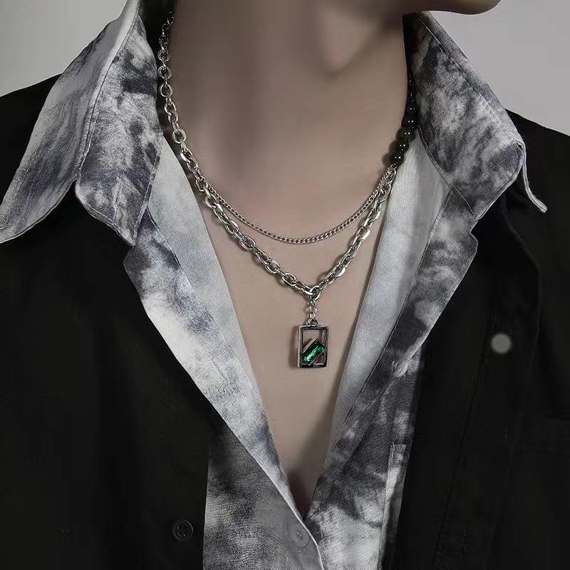 kalung titanium pria, Kalung Hip-Hop Pria Trendi, kalung pria korea，kalung rantai cowo