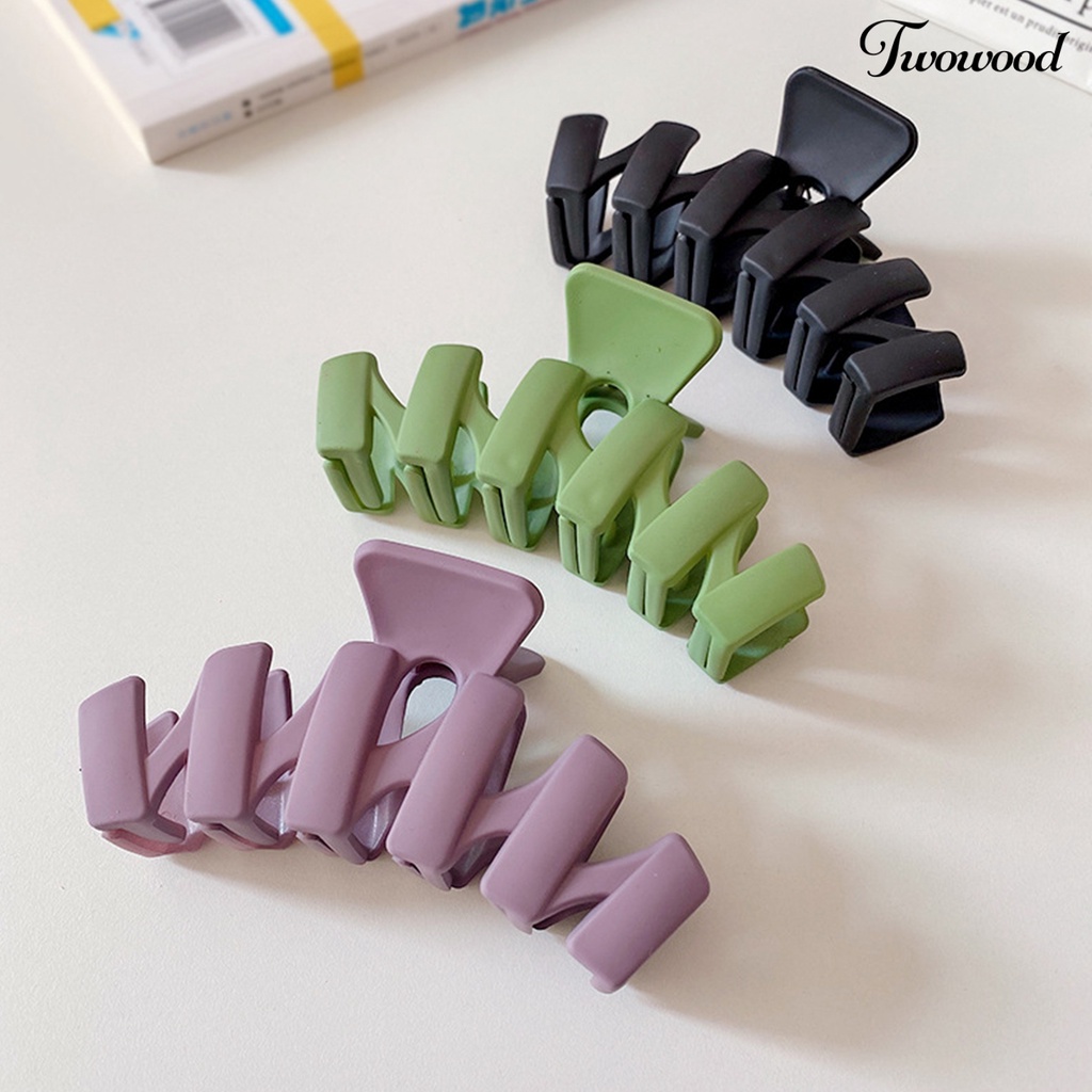 Twowood Head Clip Trendy Indah Cakar Kuat Ukuran Besar Ramah Lingkungan Daily Styling Resin Warna Solid Hiu Klip Aksesoris Rambut