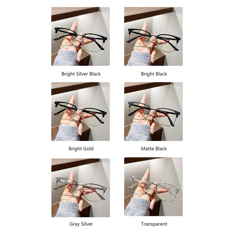 Kacamata Bisnis Pria Wanita Lensa Anti Radiasi Half Frame Replaceable