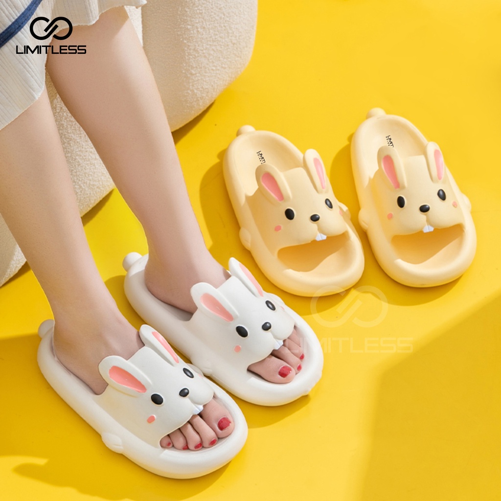 Sendal Bunny Kelinci Wanita Slip On Dewasa Nyaman Anti Slip Korean Style Sandal Kelinci Cewek Slop Karakter Lucu Kekinian Terbaru 2023