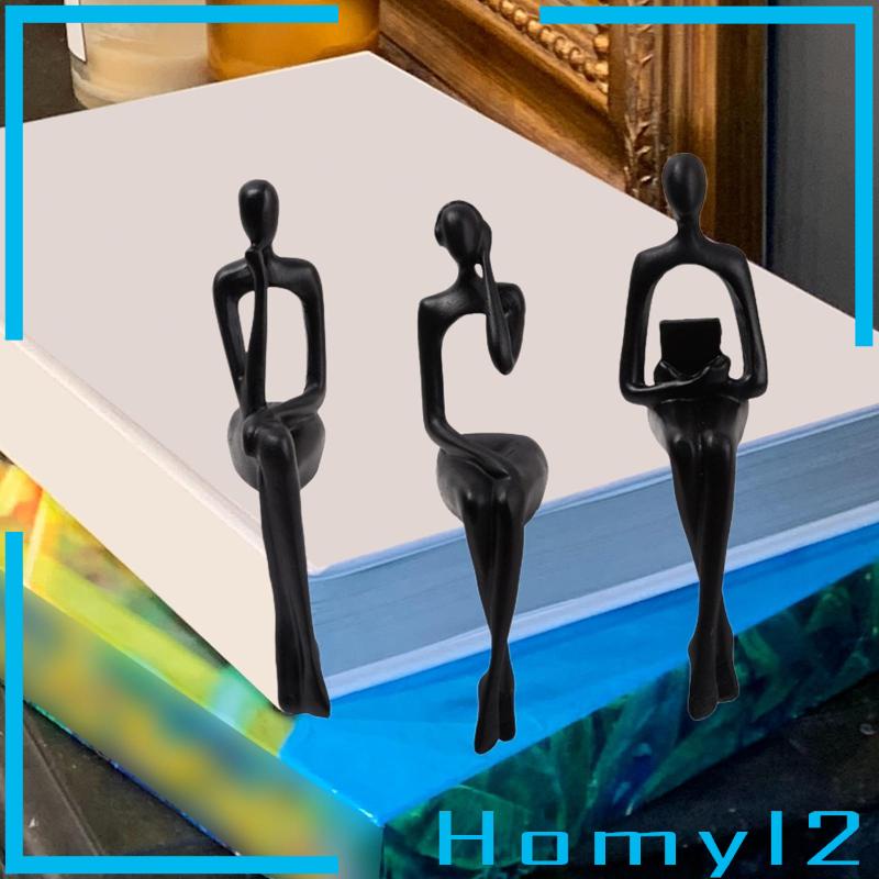 [HOMYL2] 3pcs Patung Thinker Duduk Abstrak Figurine Untuk Dekorasi Meja Rak