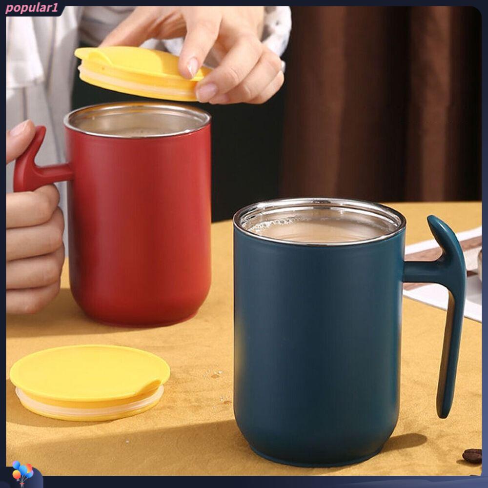 Populer Mug Kopi Removable Stainless Steel Dengan Pegangan Dan Tutup Double Wall Travelling Cup