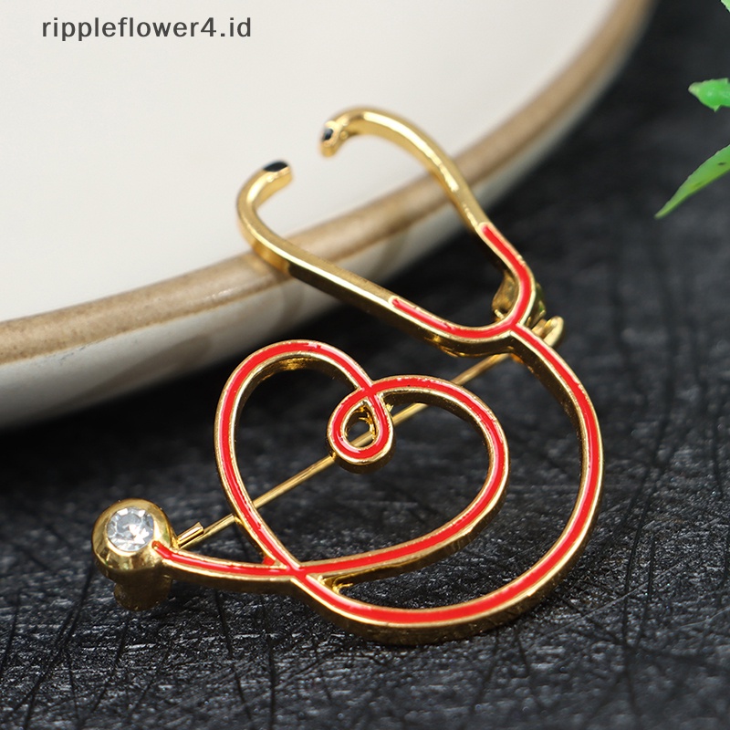 {rippleflower4.id} 1pc Bros Obat Electrocardiogram Pin Berbentuk Hati Bros Dokter~