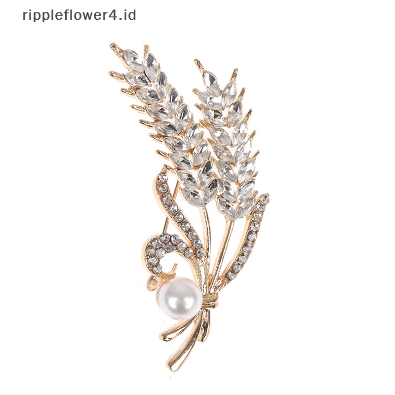{rippleflower4.id} Mutiara Berlian Imitasi Ear of Wheat Bros Untuk Wanita Baroque Trendy Elegan Brooch Pin~