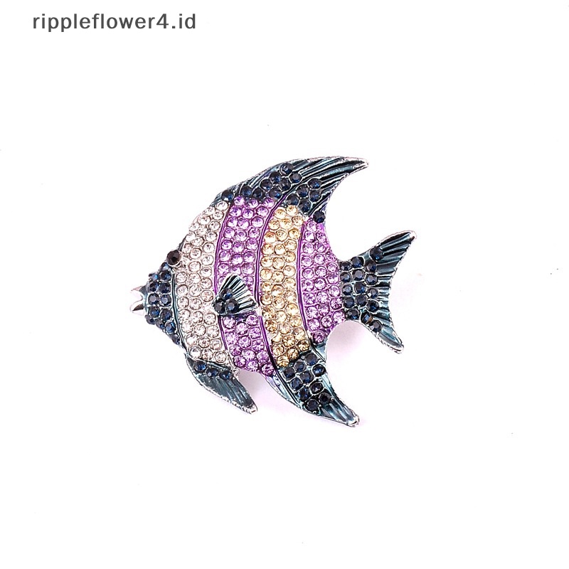 {rippleflower4.id} Fashion Berlian Imitasi Emas Colorfish Bros Vintage Pernikahan Jilbab Syal Sweater Setelan Pin Up Gesper Femininos Bros Pasangan Kerah Perhiasan Pin~