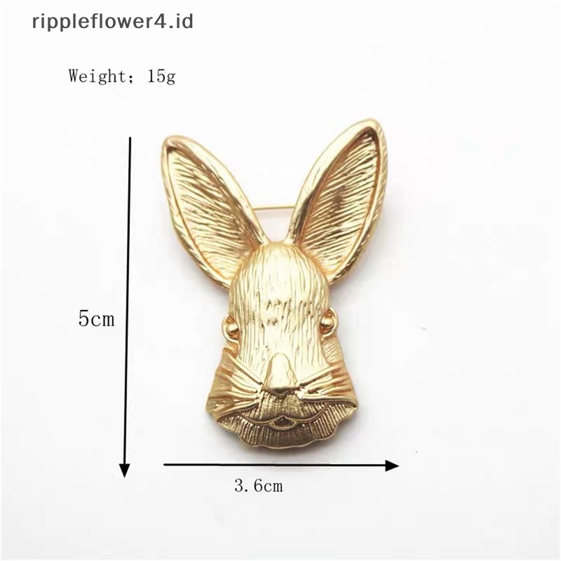 {rippleflower4.id} Retro Alloy Rabbit Brooch Pin Wanita Fashion Pesta Lucu Sweater Bros Aksesoris~