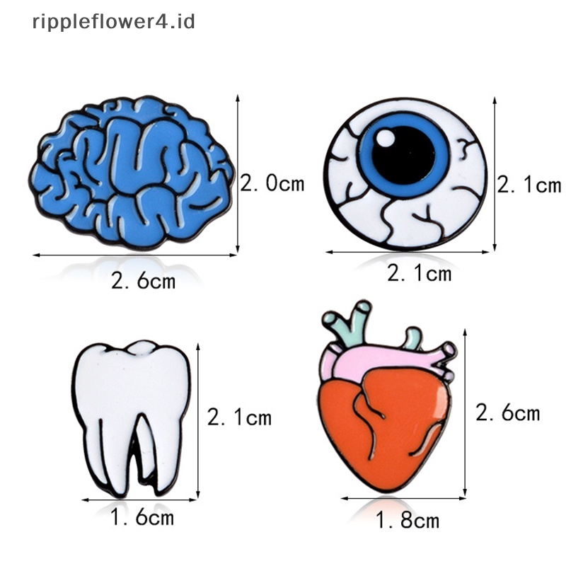 {rippleflower4.id} Warna Drop Oil Organ Manusia Bros Korsase Otak /Mata /Teeth/Heart Brooch Aksesoris~