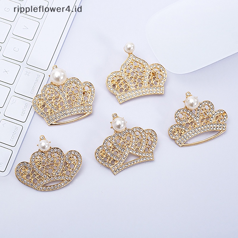 {rippleflower4.id} Bros Mahkota Fashion Warna Emas Dan Perak Berlian Imitasi Korsase Pin Gaun Dekorasi Syal Gesper Aksesoris Untuk Perhiasan Wanita~