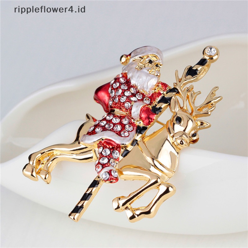 {rippleflower4.id} 1pc Indah Santa Claus Rusa Berlian Imitasi Hadiah Natal Bros Pin Kerah Korsase 1 Pc Fashion Santa Claus Rusa Berlian Imitasi Hadiah Natal Bros Pin Kerah Corsa