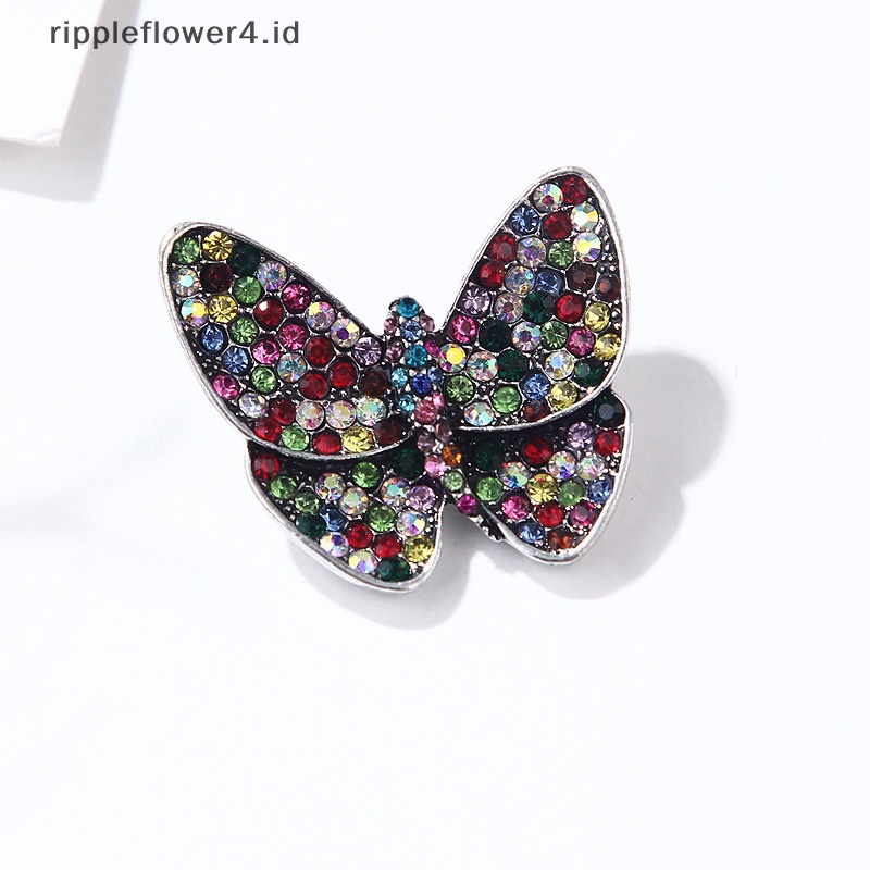 {rippleflower4.id} Bros Minyak Kupu-Kupu Warna-Warni Untuk Wanita Gesper Serangga Hijab Pin Mantel Hewan Pin Perhiasan Aksesoris Wanita~