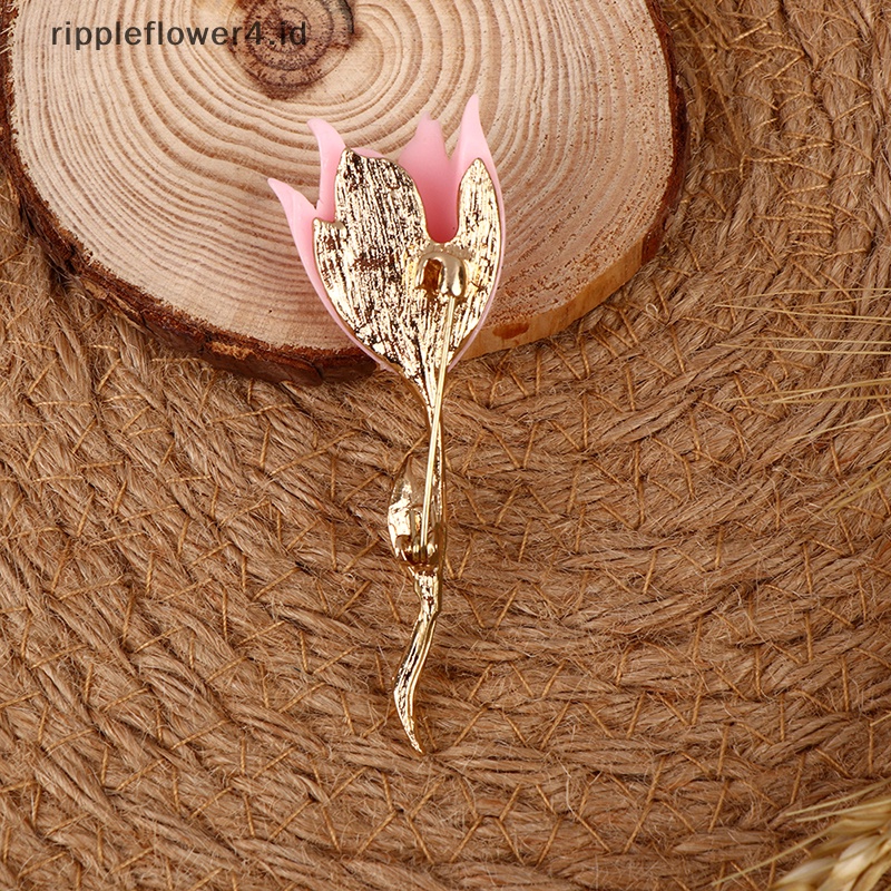 {rippleflower4.id} Fashion Wanita Bunga Tulip Enamel Bros Pin Kerah Lapel Scarf Decor Jewelry~