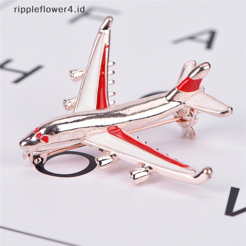 {rippleflower4.id} Bros Pesawat Kecil Yang Lucu Paduan Biru Bros Pin Perhiasan Model Pesawat Tempur~