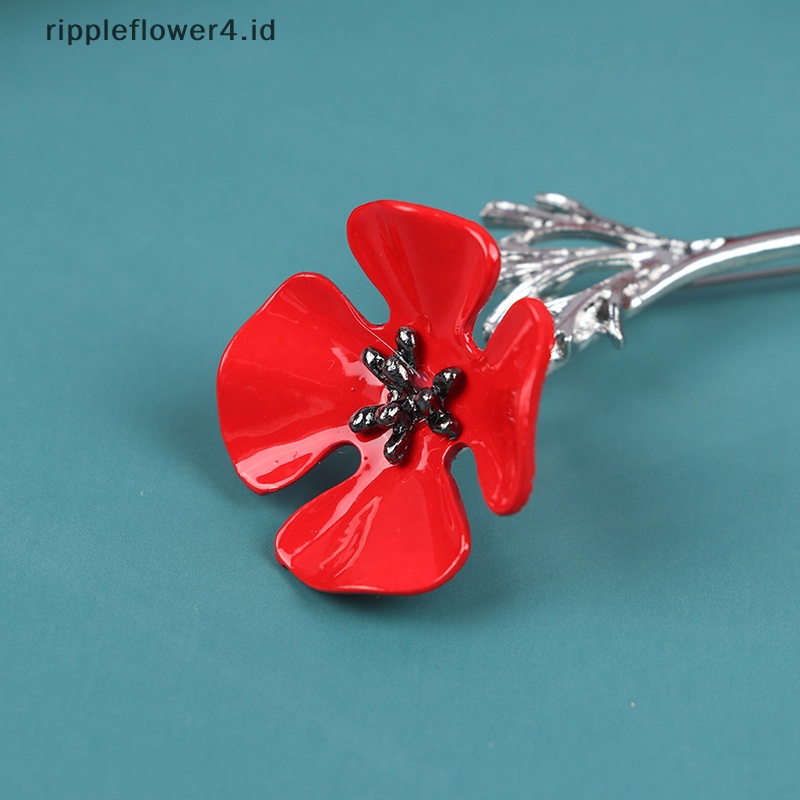 {rippleflower4.id} 1pcs Retro Kreatif Poppy Bunga Bros Setelan Baju Kemeja Kerah Pin Brooch~