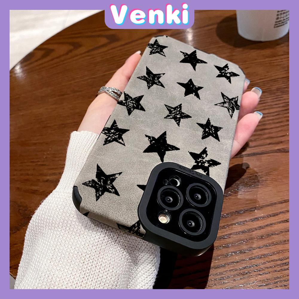 VENKI - Untuk iPhone 11 Case Kulit Kulit Pupil Mata Suede Ponsel Case Lembut Shockproof Airbag Case Pelindung Kamera Pentagram Sederhana Kompatibel iPhone 14 13 Pro max 12 xr xs 7 8