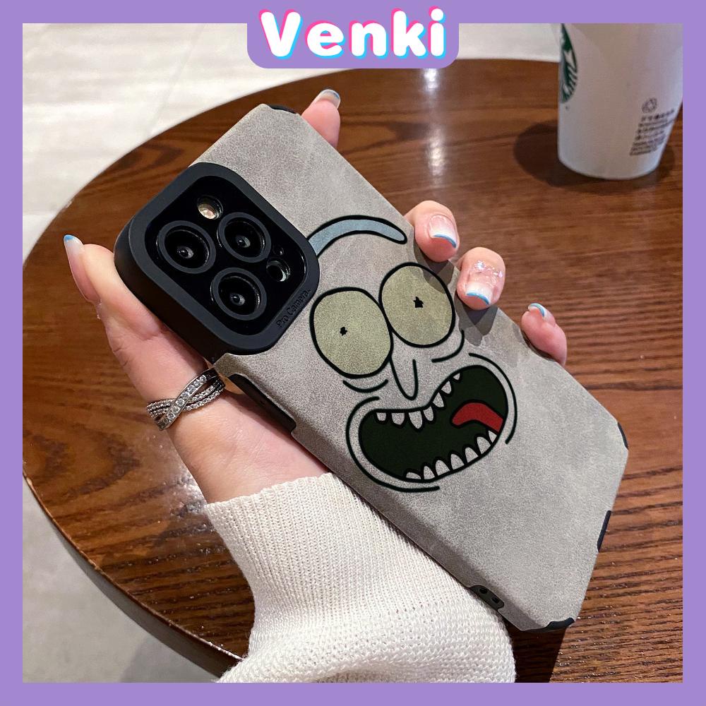 VENKI - Untuk iPhone 11 Casing Ponsel Kulit Dilaminasi Murid Mata Suede Ponsel Case Lembut Shockproof Airbag Case Pelindung Kamera Emoji Lucu Kompatibel dengan iPhone 14 13 Pro max 12 XR