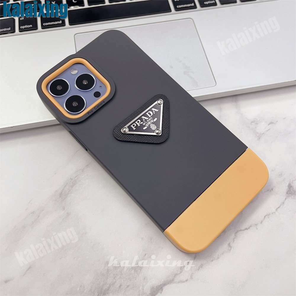 Case Logo Prada 3D Persegi Warna-Warni Untuk iPhone 14Plus 13pro Max 11 Pro X Xr Xs Max Case Warna Campur Soft Caing Tepi Lurus