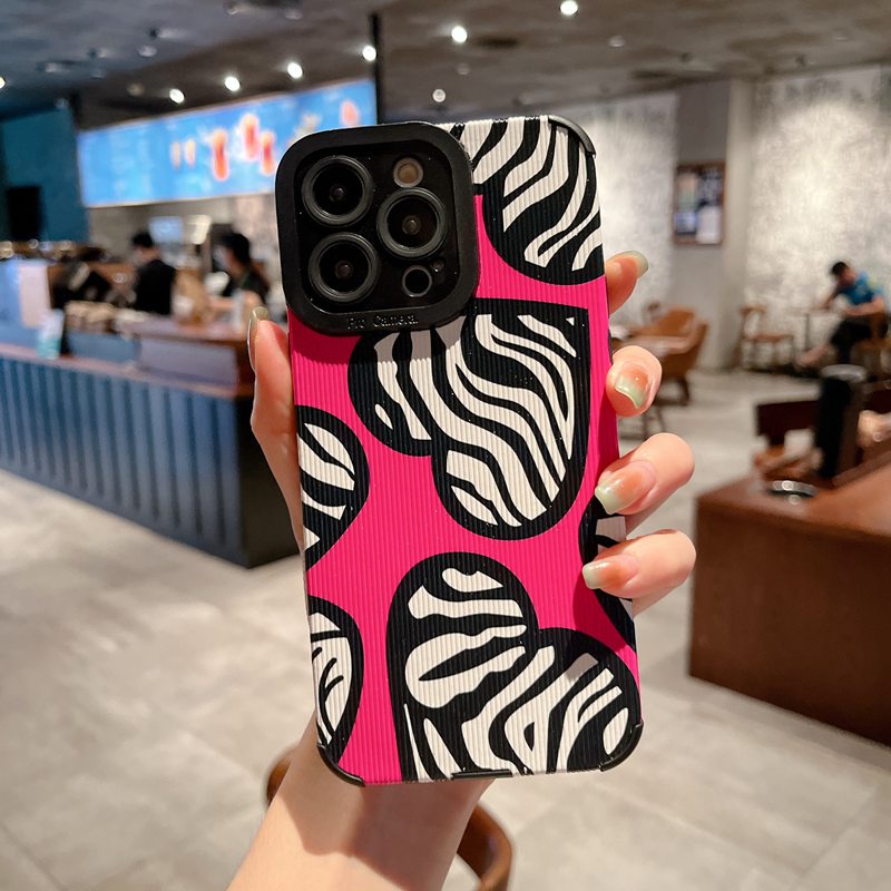 Pink Zebra Love Soft Silicon Case HP iP iPhone 6 6S 7 8 14 + Plus SE 2020 2022 X XS XR 11 12 13 Pro Max New FTD Casing Apple