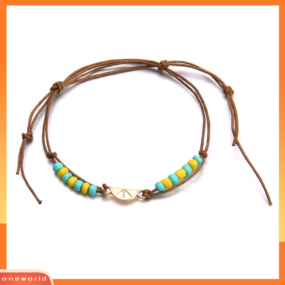 [WOD] 4pcs /Set Multi-Layer Manik-Manik Warna-Warni Pantai Barefoot Sandal Gelang Kaki Ankle Bracelet