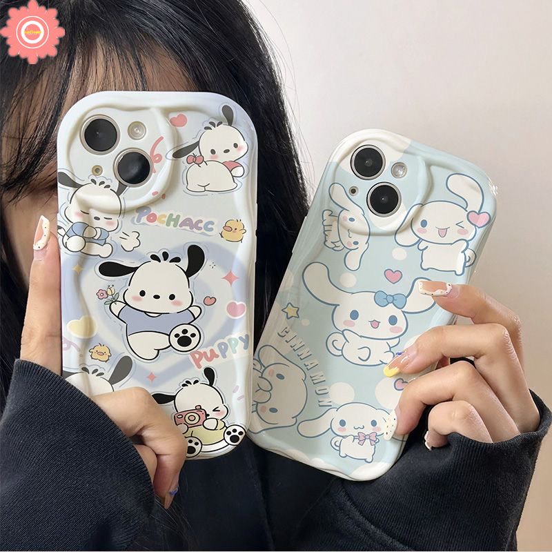 Case Untuk Realme C53 C25s C12 C21Y C11 C25 C35 C15 C21 C33 C55 5i 7i 6i 5s C20A C25Y C31 C17 C20 C30 C3 3D Wavy Curved Edge Kartun Lucu Pochacco Cinnamoroll Kuromi Soft Cover