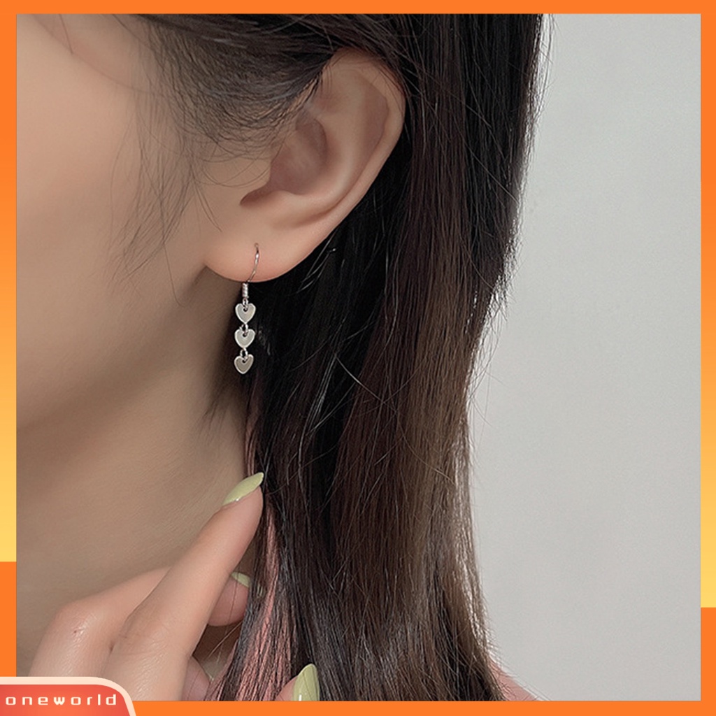 [WOD] Anting Menjuntai Bentuk Hati Liontin Rumbai Perhiasan Semua Cocok Anting Drop Ringan Untuk Pacaran