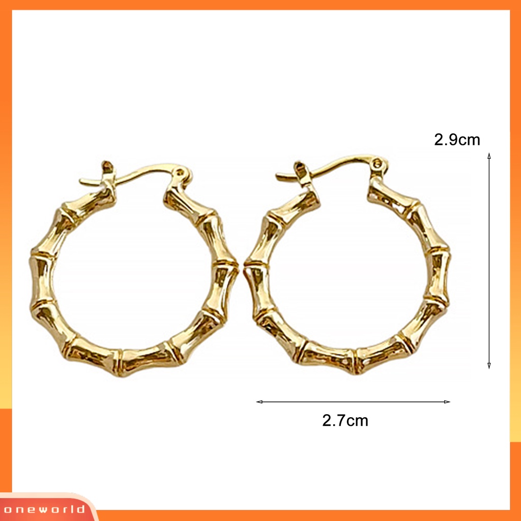 [WOD] 1pasang Anting Wanita Bambu Bulat Perhiasan Berlebihan Fashion Penampilan Anting Hoop Untuk Prom