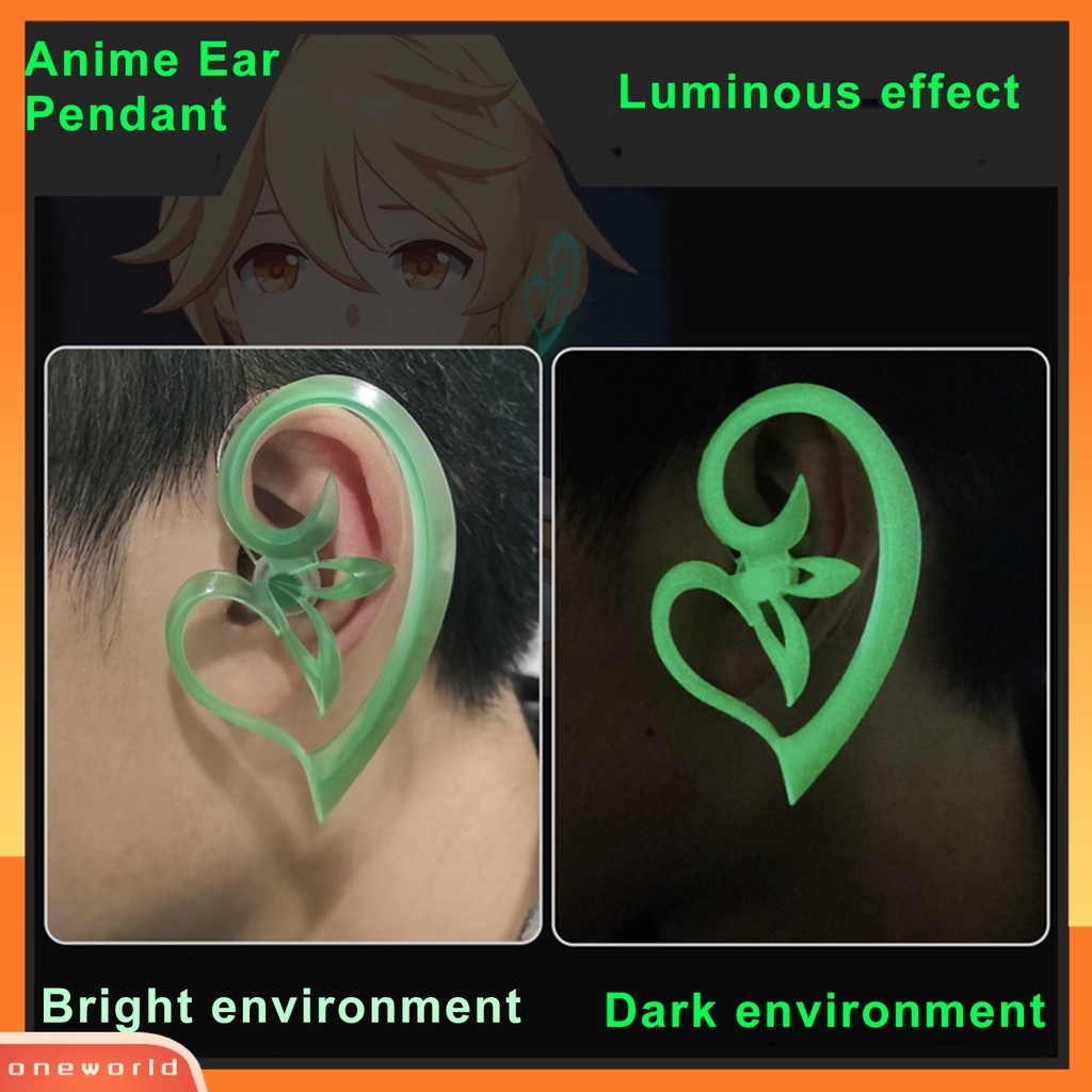 [WOD] 1pc Liontin Telinga Anime Elastis Pengerjaan Halus Sangat Disimulasikan Tidak Bau Menarik Aksesoris Cosplay Anime Game Luminous Ear Ornament Untuk Prom