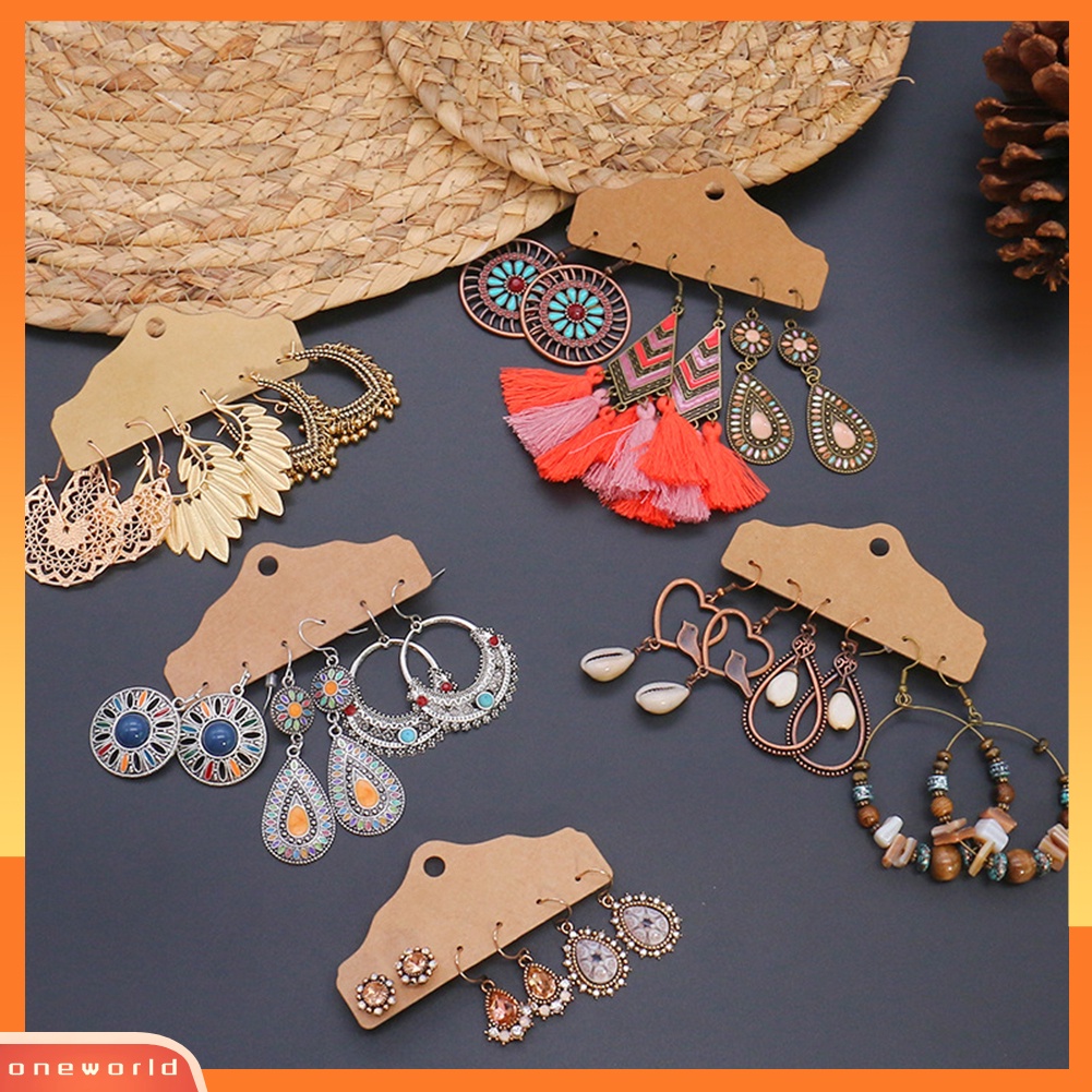 [WOD] 3pasang Bulat Teardrop Rumbai Menjuntai Wanita Ear Stud Hook Earrings Perhiasan Pesta