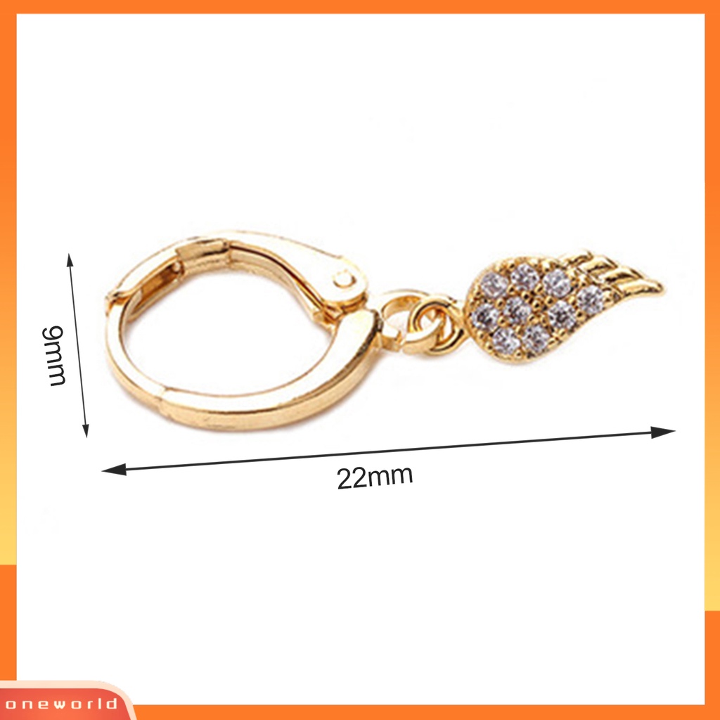 [WOD] 1pc Wanita Cubic Zirconia Hias Salib Hati Bunga Menjuntai Huggie Anting Perhiasan