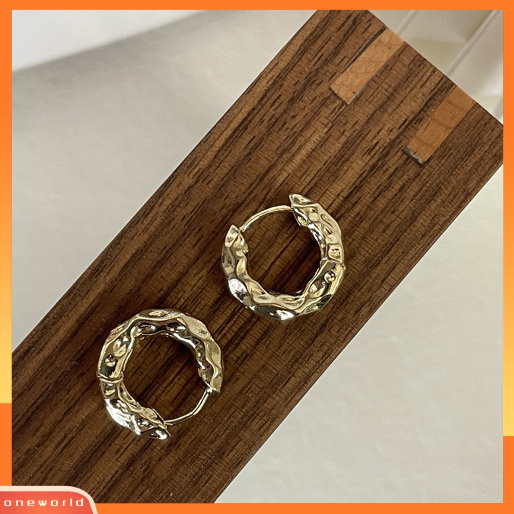 [WOD] 1pasang Anting Wanita Tidak Teratur Logam Lingkaran Perhiasan Vintage Geometris Hoop Earrings Hadiah Ulang Tahun