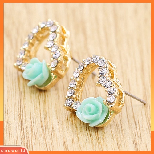 [WOD] Wanita Cinta Hati Berlian Imitasi Bunga Mutiara Imitasi Ear Studs Earrings Perhiasan Hadiah