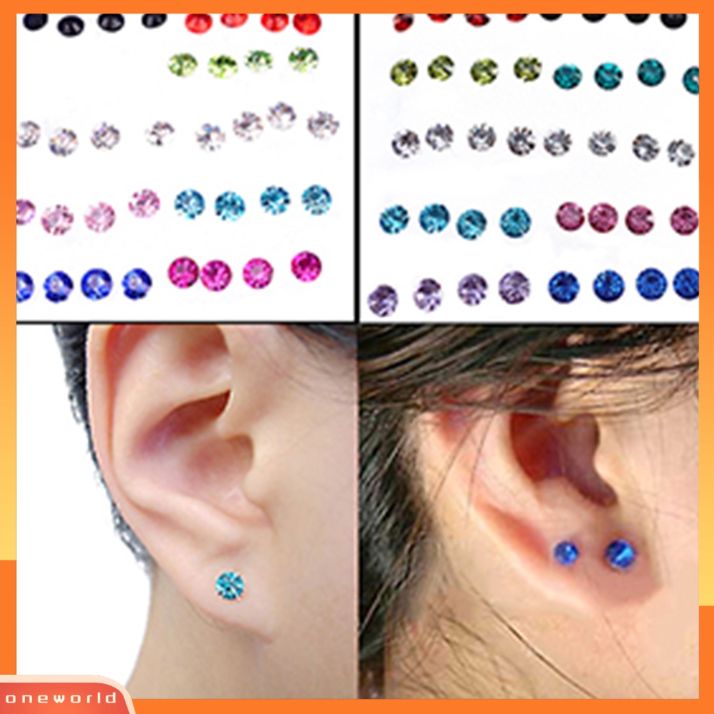 [WOD] 20pasang Anting Tusuk Berlian Imitasi Hias Perhiasan Cantik Bebas Alergi Ear Studs Untuk Pesta