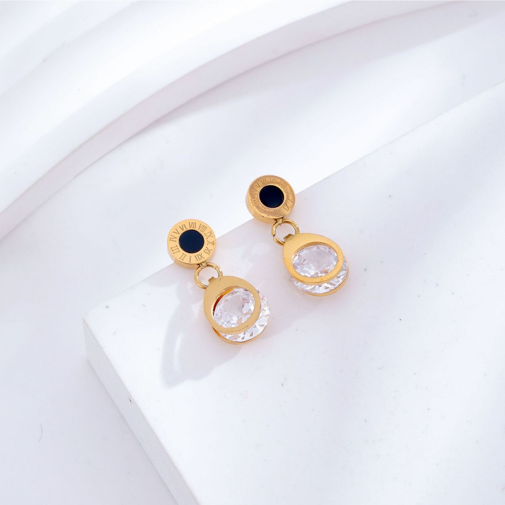Anting stud bvl zircon  titanium stainless steel 316L import anti karat harga grosir bisa bayar di tempat 100% realpic dan bisa retur