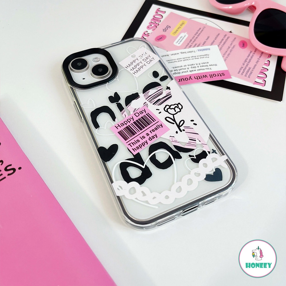 Untuk iPhone 14Pro Max Fashion Inggris Label Bening Casing Apple 14Pro 13 12 11 Pro Max XR XS 7 8plus 2-in-1 Shockproof Back Cover