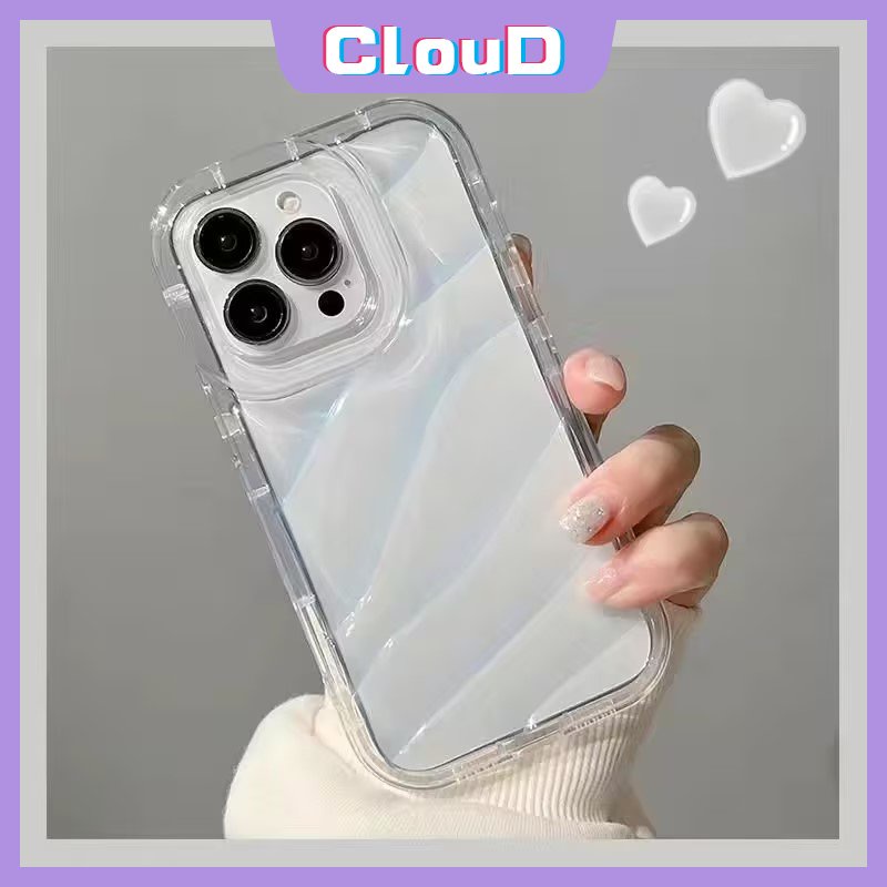 IPHONE Soft Case Warna Permen Bening Simple Mewah Kompatibel Untuk Iphone11 14 12 13 Pro MAX 7Plus 8Plus XR 6 6S 7 8 Plus X XS MAX SE 2020 Shockproof 3D Stereo Kreatif Penutup Kerut