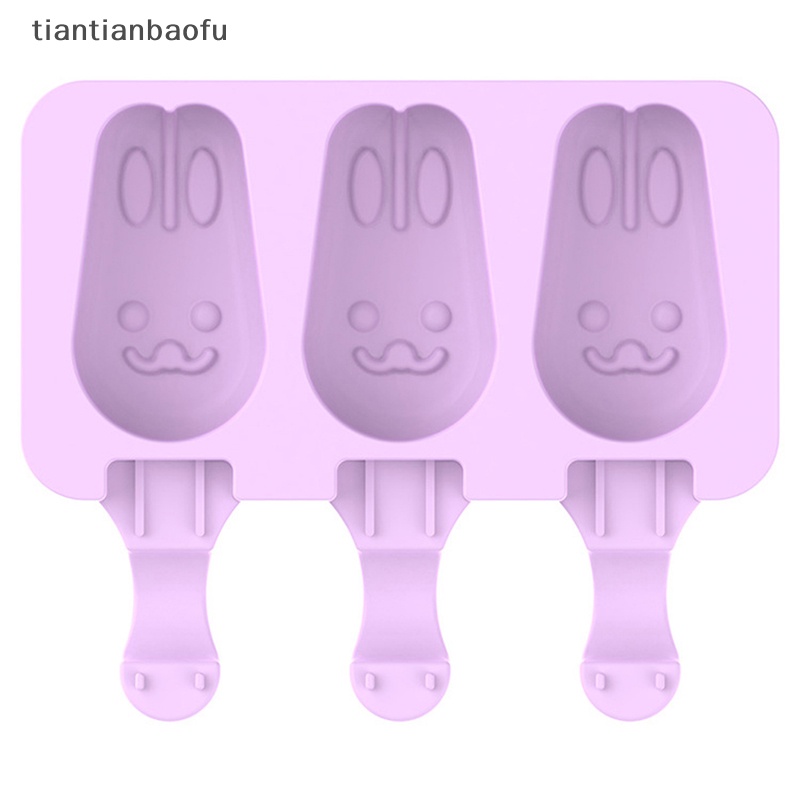 [tiantianbaofu] Kartun Es Krim Cetakan Silikon Popsicle Cetakan Reusable Mould Summer Party Kids Boutique
