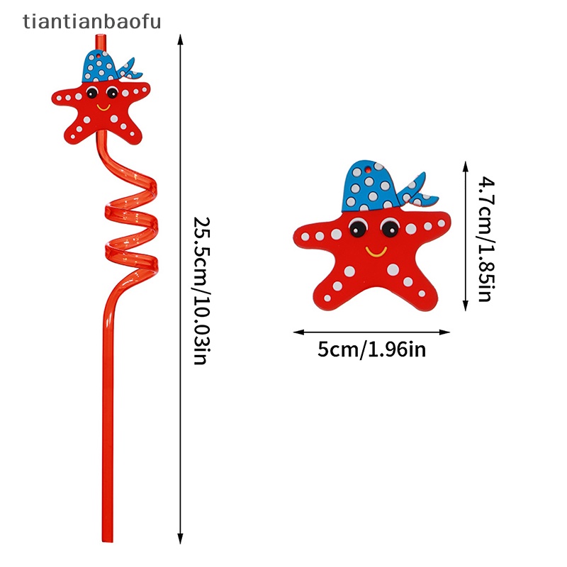 [tiantianbaofu] Musim Panas Kartun Kreatif Sedotan Plastik Hewan Laut Melengkung Sedotan Kesehatan Anak PVC Straw Bar Pesta Reusable Dekorasi Hadiah Kecil Butik