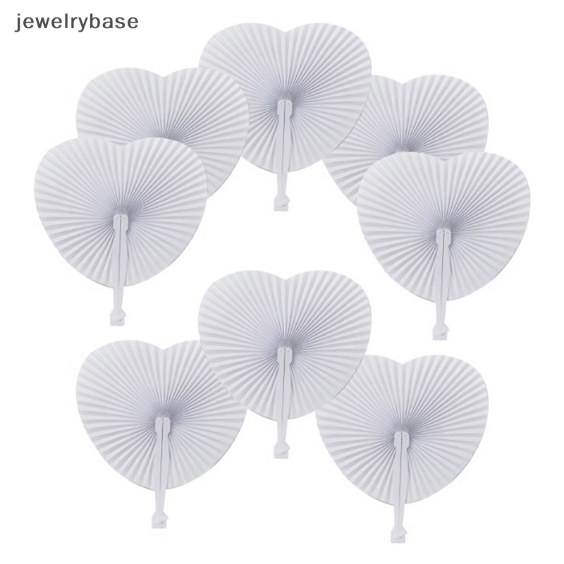 [jewelrybase] 3pcs Putih Kipas Genggam Lipat Kertas Jantung Akordeon Fan Dengan Handle Plastik Butik