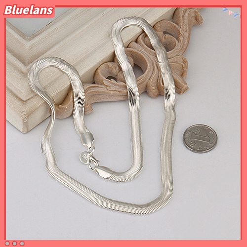 [BLS] Fashion Wanita Pria Perak Solid Berlapis 6mm Rantai Ular Kalung Tanpa Liontin