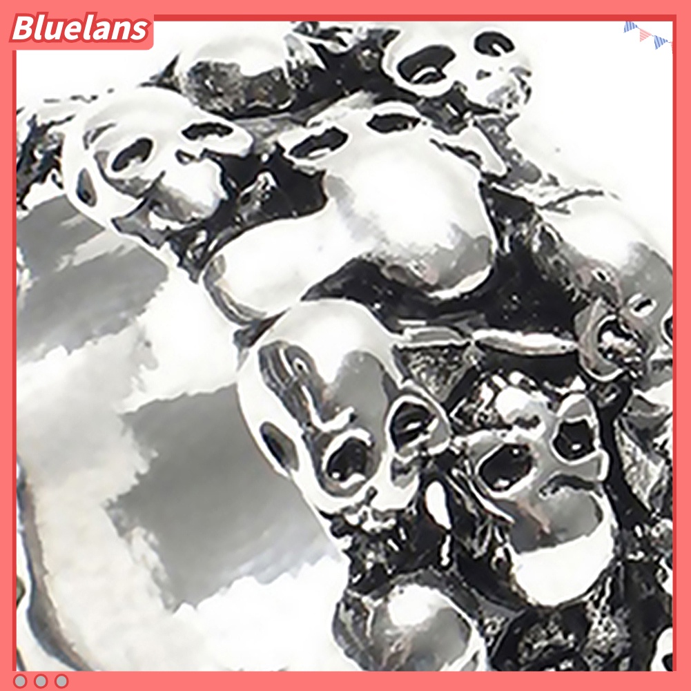 [BLS] 1pc Pria Gothic Tengkorak Jari Pesona Stainless Steel Punk Biker Knuckle Ring