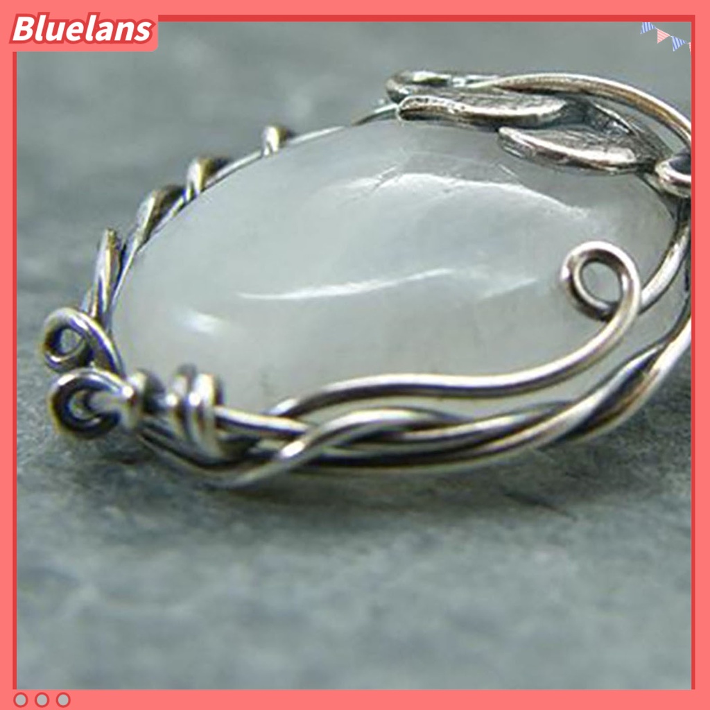 [BLS] Kalung Wanita Kualitas Tinggi Vintage Warna Silver Moonstones Lady Pendant Untuk Prom