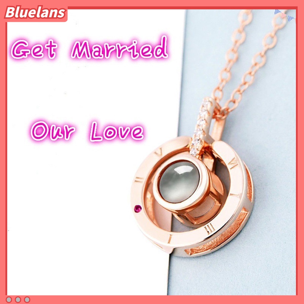 [BLS] I Love You 100bahasa Proyeksi Cahaya Bulat/Heart Pendant Necklace Jewelry