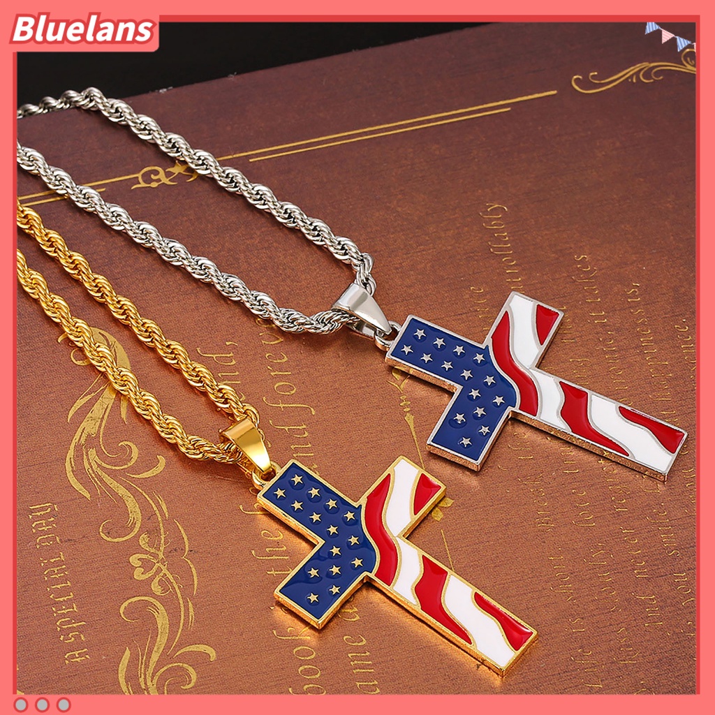 [BLS] Kalung Pria Dipoles Bendera Nasional Amerika Motif Semua Pertandingan Iman Warna-Warni Bentuk Salib Pria Liontin Untuk Hadiah