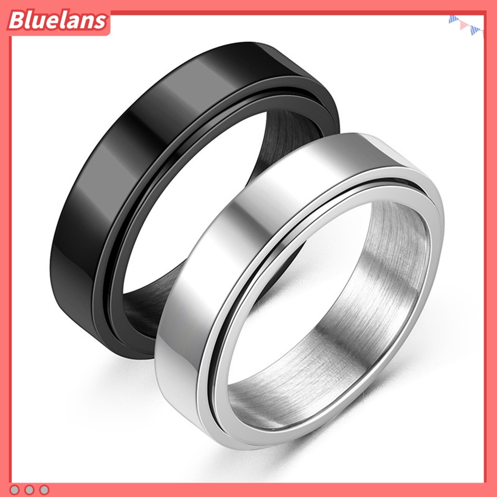 [BLS] Cincin Unisex Geometris Artistik Titanium Steel Cincin Jari Luar Dapat Diputar Untuk Pesta