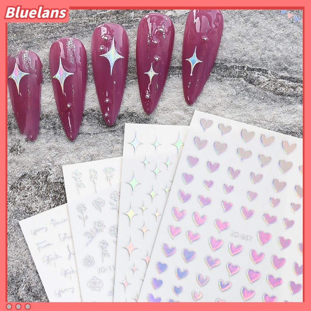[BLM] Stiker Nail Art Mudah Tempel DIY Stiker Kuku Aurora Hati Bahan Plastik Untuk Wanita