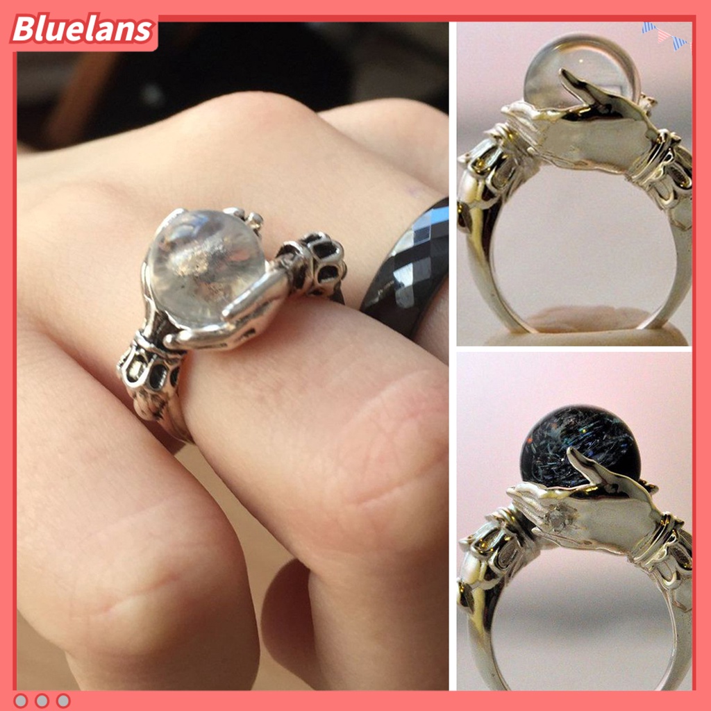 [BLS] Finger Band Gaya Barat Kepribadian Geometris Electroplating Batu Permata Buatan Hias Aksesori Vintage Tangan Memegang Cincin Keberuntungan Untuk Pesta