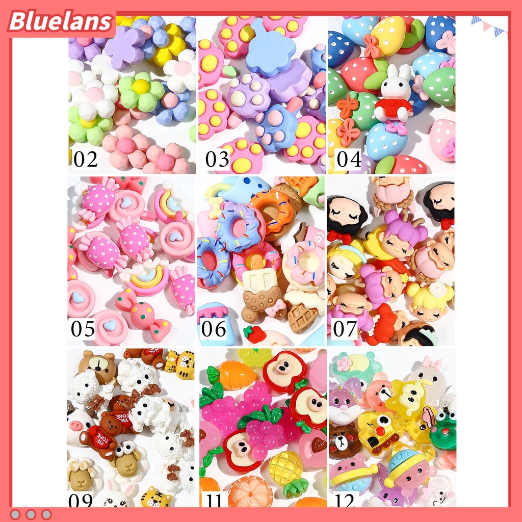 [BLM] 20 Pcs Pesona Kuku Bentuk Indah Tahan Air Resin DIY Nail Art 3D Dekorasi Kartun Manicure Perhiasan Perlengkapan Kuku