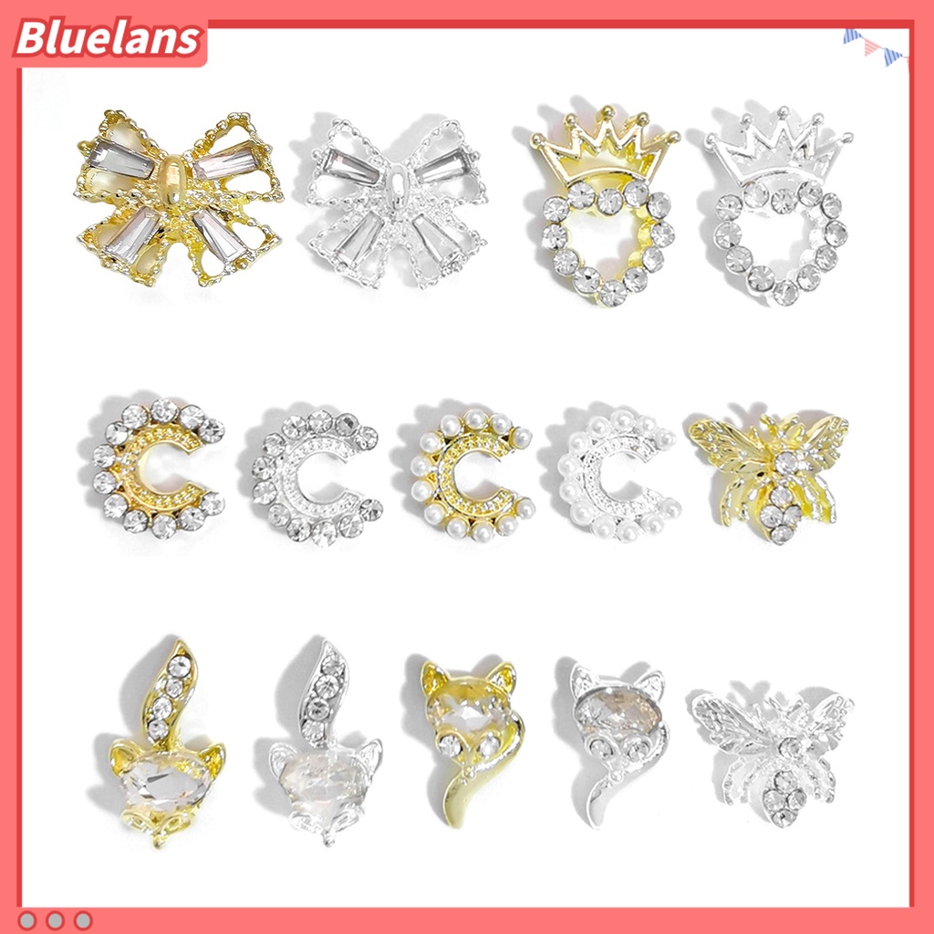 [BLM] Dekorasi Kuku Bentuk Kreatif Efek Visual Mengkilap Berkilau Desain Mutiara Imitasi Aplikasi Lebar Paduan Tahan Luntur 3D Nail Art Charms Manicure Jewelry Perlengkapan Kuku